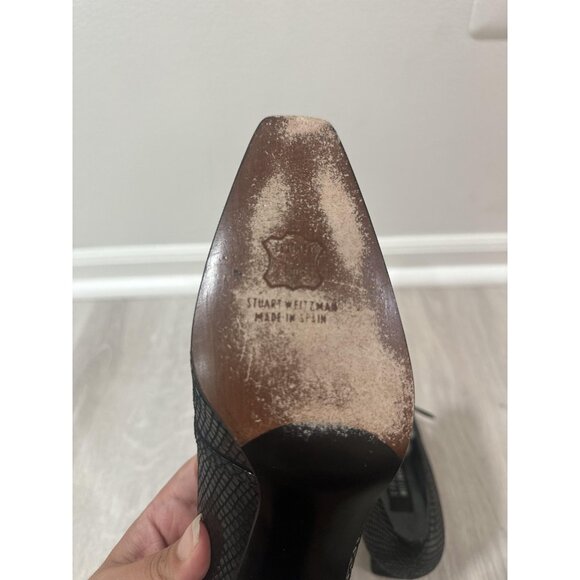 Stuart Weitzman Shoes Womens Size 6.5 Black Mary Jane Heels Square Toe 4W70260 - Picture 9 of 10